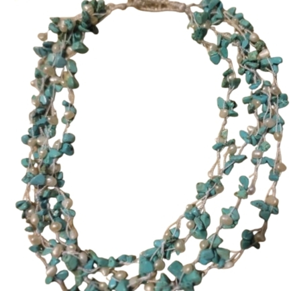 Source Unknown Blue Turquoise Multi-Strand Beaded… - image 2